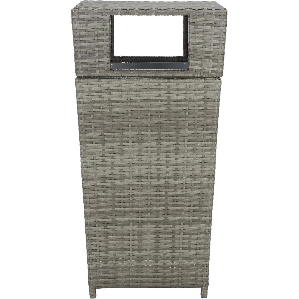 image:imageSAFAVIEH Outdoor Collection Mazeli Grey Brown Woven Square Lid Trash Bin Fully Assembled PAT7512CGray