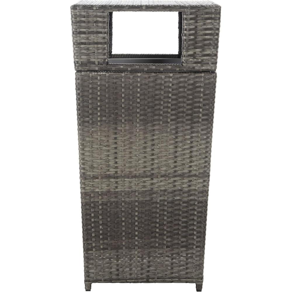 image:imageSAFAVIEH Outdoor Collection Mazeli Grey Brown Woven Square Lid Trash Bin Fully Assembled PAT7512CGrey Brown