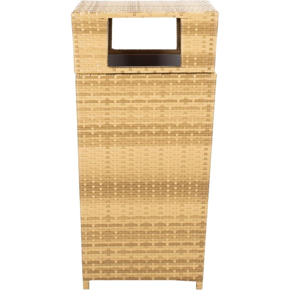 image:imageSAFAVIEH Outdoor Collection Mazeli Grey Brown Woven Square Lid Trash Bin Fully Assembled PAT7512CNatural