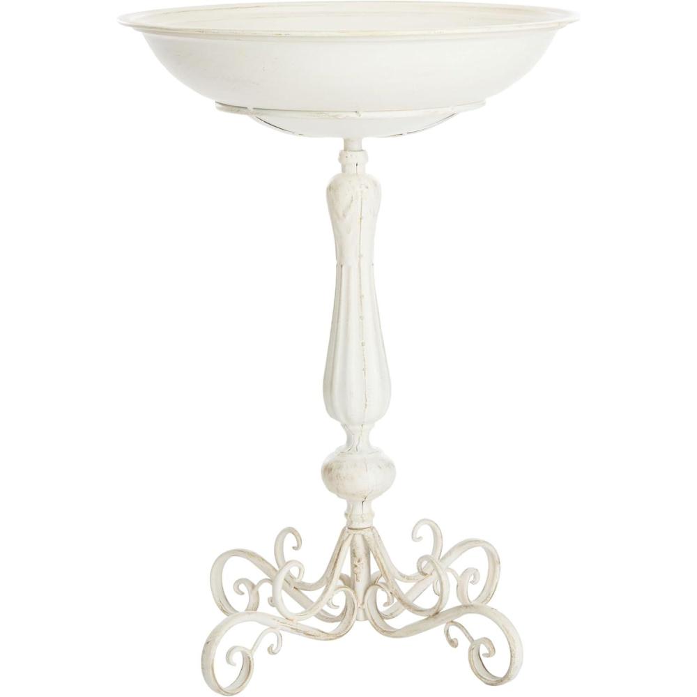 image:imageSAFAVIEH Outdoor Collection Orian Antique Dark Green Wrought Iron Bird BathPearl White