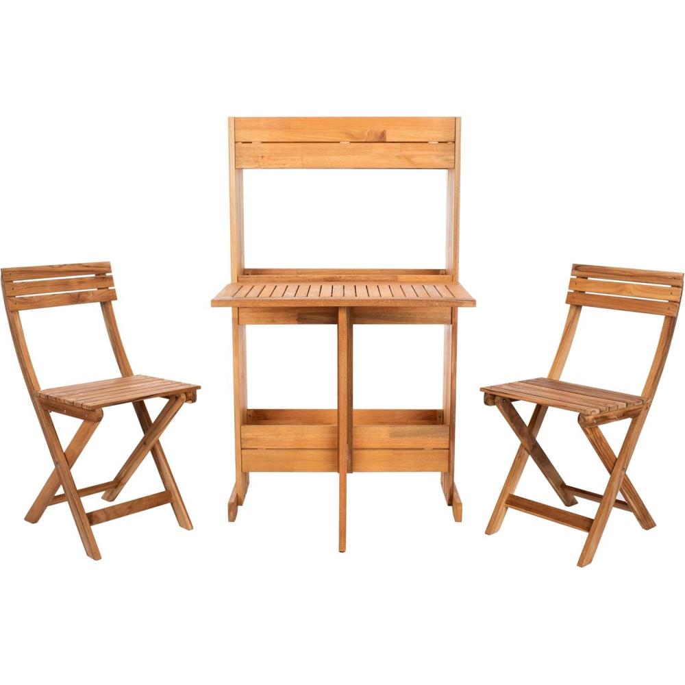 image:imageSAFAVIEH PAT7047A Outdoor Collection Barley Natural Flower Shelf 3Piece Bistro SetNatural