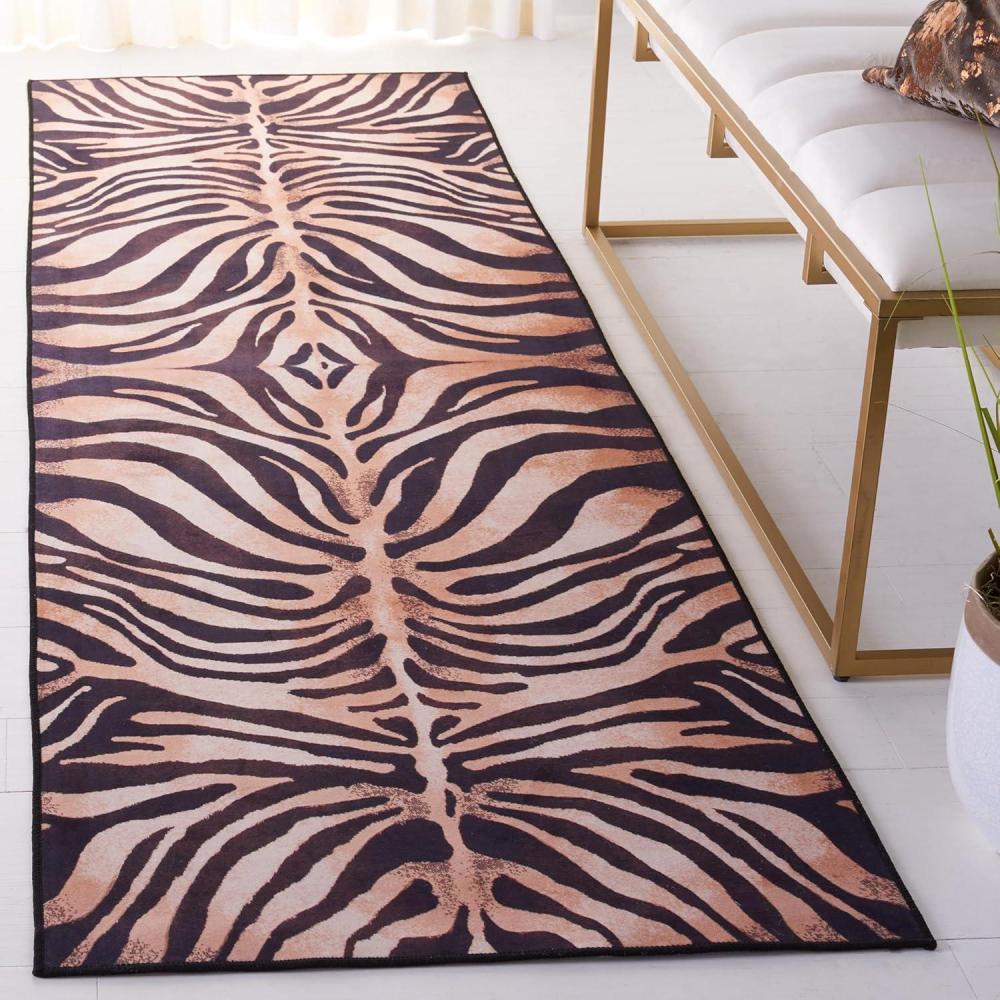 image:imageSAFAVIEH Washable Rug Faux Hide Collection 5 x 8 Light Orange amp Black Slip Resistant Tiger Print Pattern Ideal for Living Room Bedroom Home Office Dining Space FAH547PLight OrangeBlack