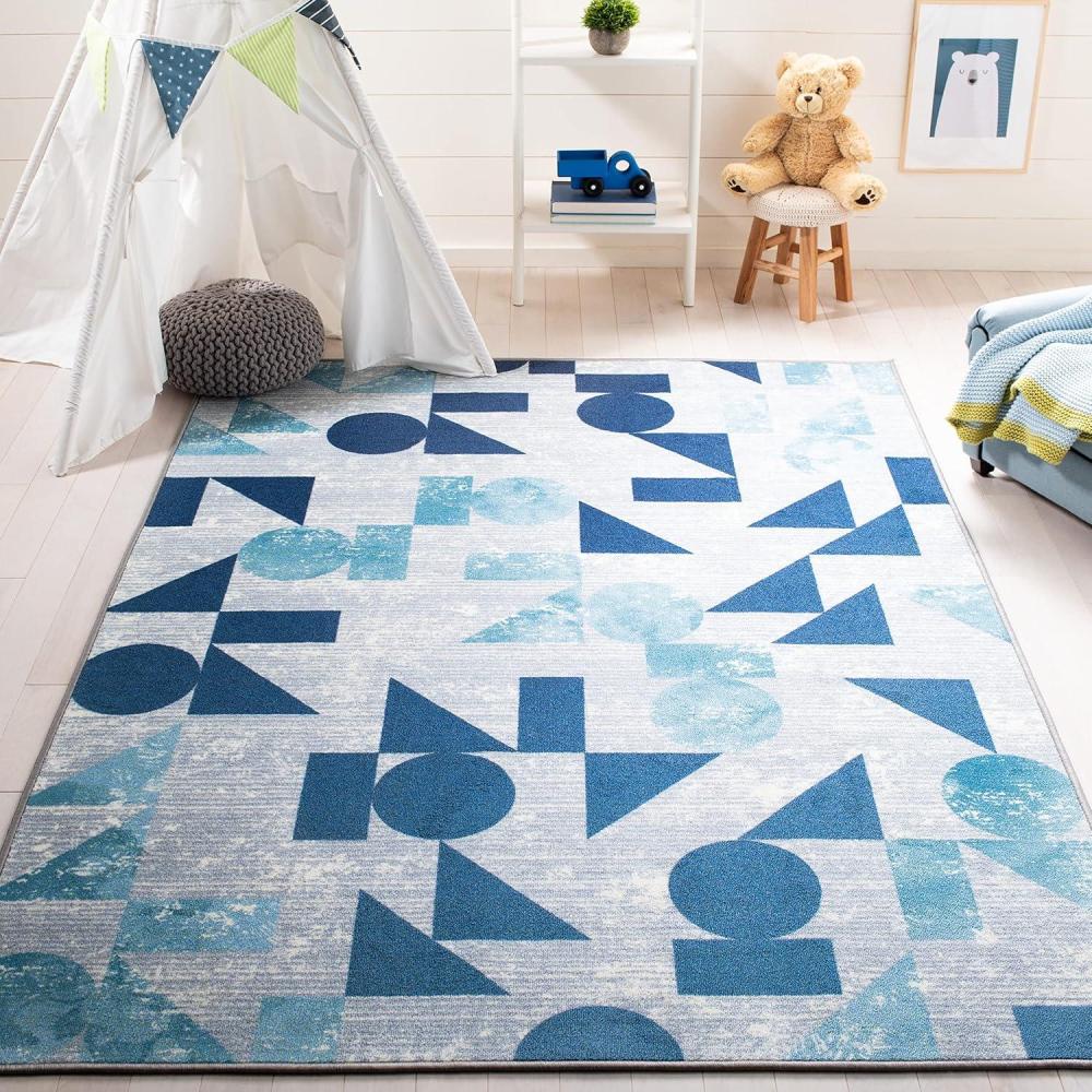 image:imageSAFAVIEH Washable Rug Kids Playhouse Collection  33 x 53 Grey amp Blue Slip Resistant amp Easy to Clean Ideal for Kids Room Playroom Nursery Boys amp Girls Room KPH222FGreyBlue