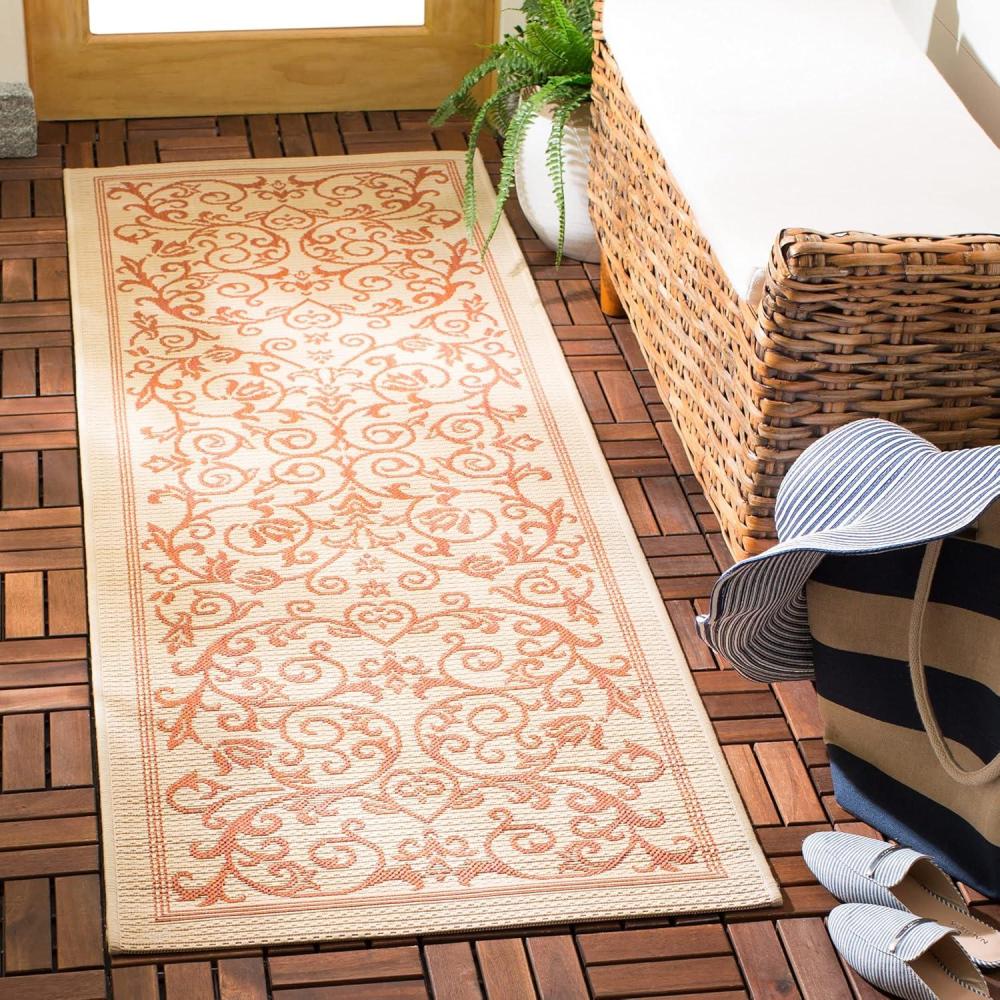 image:imageSAFAVIEH Washable Rug Outdoor Courtyard Collection 4 x 57 Terracotta amp Natural NonShedding amp Easy Cleaning Ideal for Patio Backyard Mudroom CY20983202NaturalTerra