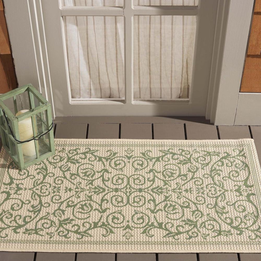 image:imageSAFAVIEH Washable Rug Outdoor Courtyard Collection 4 x 57 Terracotta amp Natural NonShedding amp Easy Cleaning Ideal for Patio Backyard Mudroom CY20983202NaturalOlive