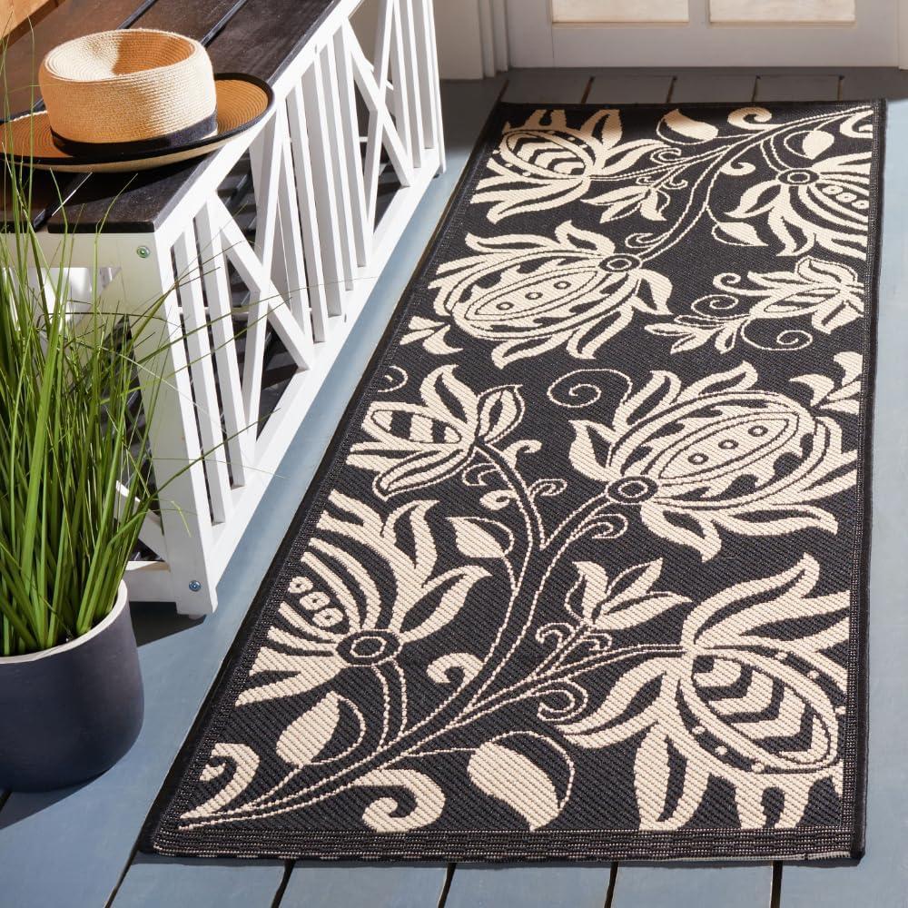 image:imageSAFAVIEH Washable Rug Outdoor Courtyard Collection 53 x 77 Chocolate amp Natural NonShedding amp Easy Cleaning Ideal for Patio Backyard Mudroom CY29613409BlackSand