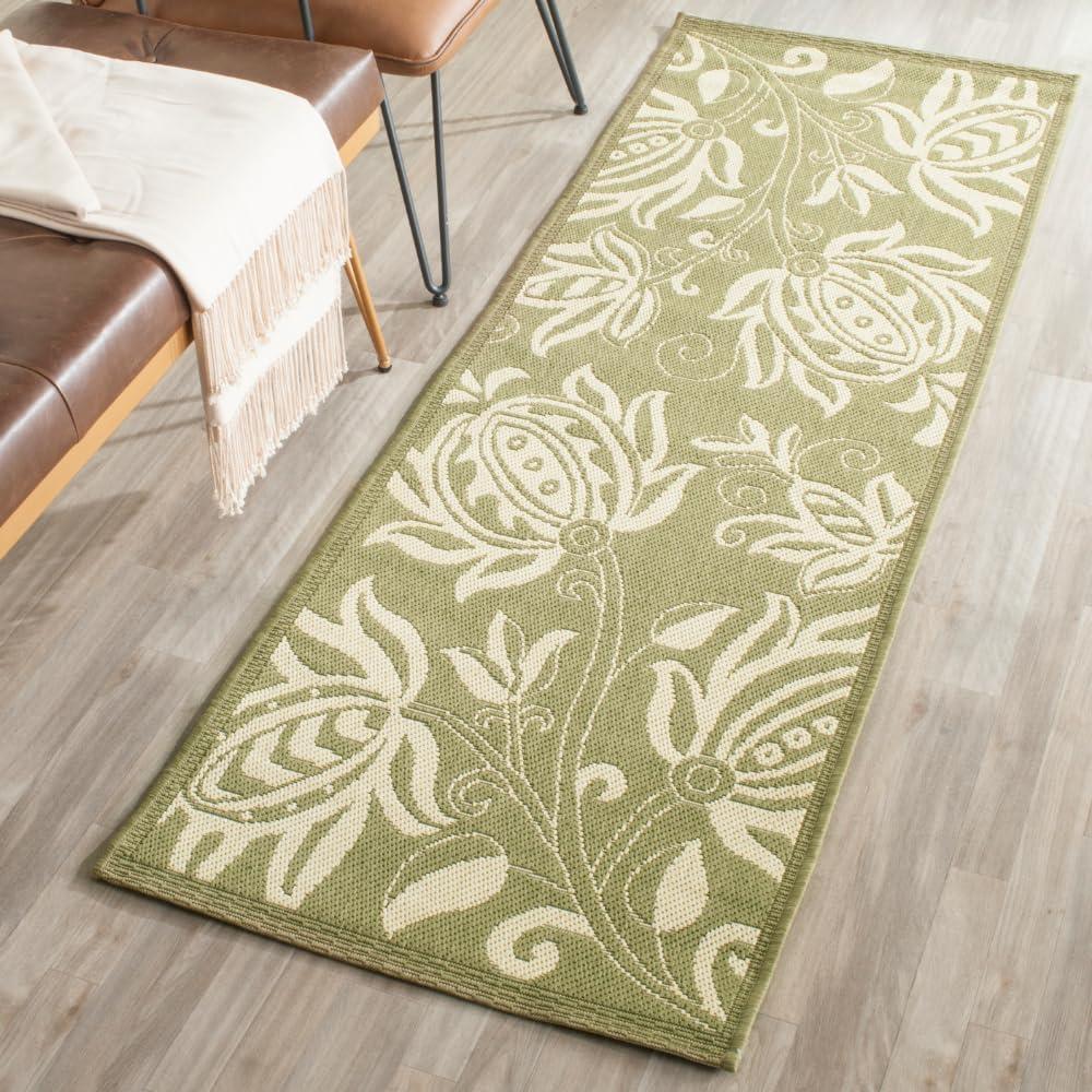 image:imageSAFAVIEH Washable Rug Outdoor Courtyard Collection 53 x 77 Chocolate amp Natural NonShedding amp Easy Cleaning Ideal for Patio Backyard Mudroom CY29613409OliveNatural