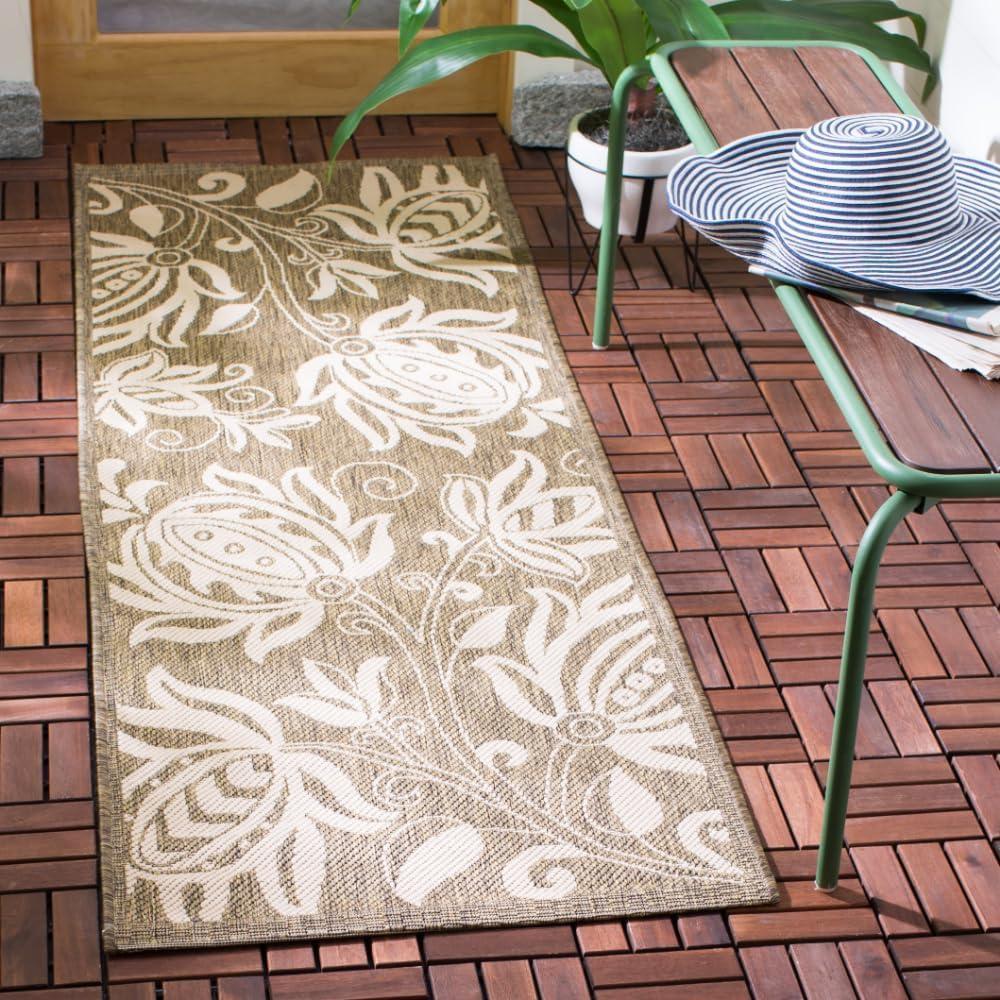 image:imageSAFAVIEH Washable Rug Outdoor Courtyard Collection 53 x 77 Chocolate amp Natural NonShedding amp Easy Cleaning Ideal for Patio Backyard Mudroom CY29613409BrownNatural