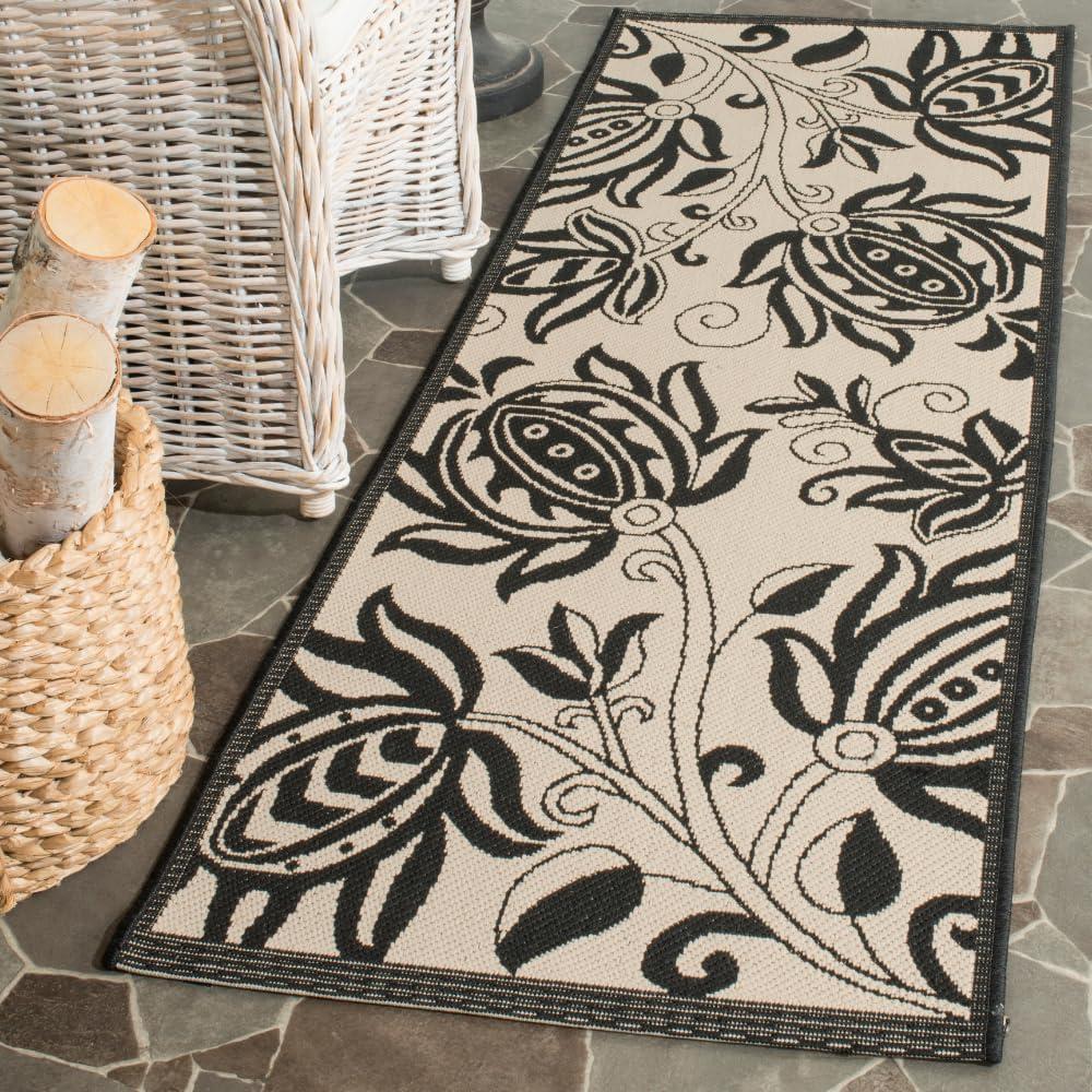 image:imageSAFAVIEH Washable Rug Outdoor Courtyard Collection 53 x 77 Chocolate amp Natural NonShedding amp Easy Cleaning Ideal for Patio Backyard Mudroom CY29613409SandBlack