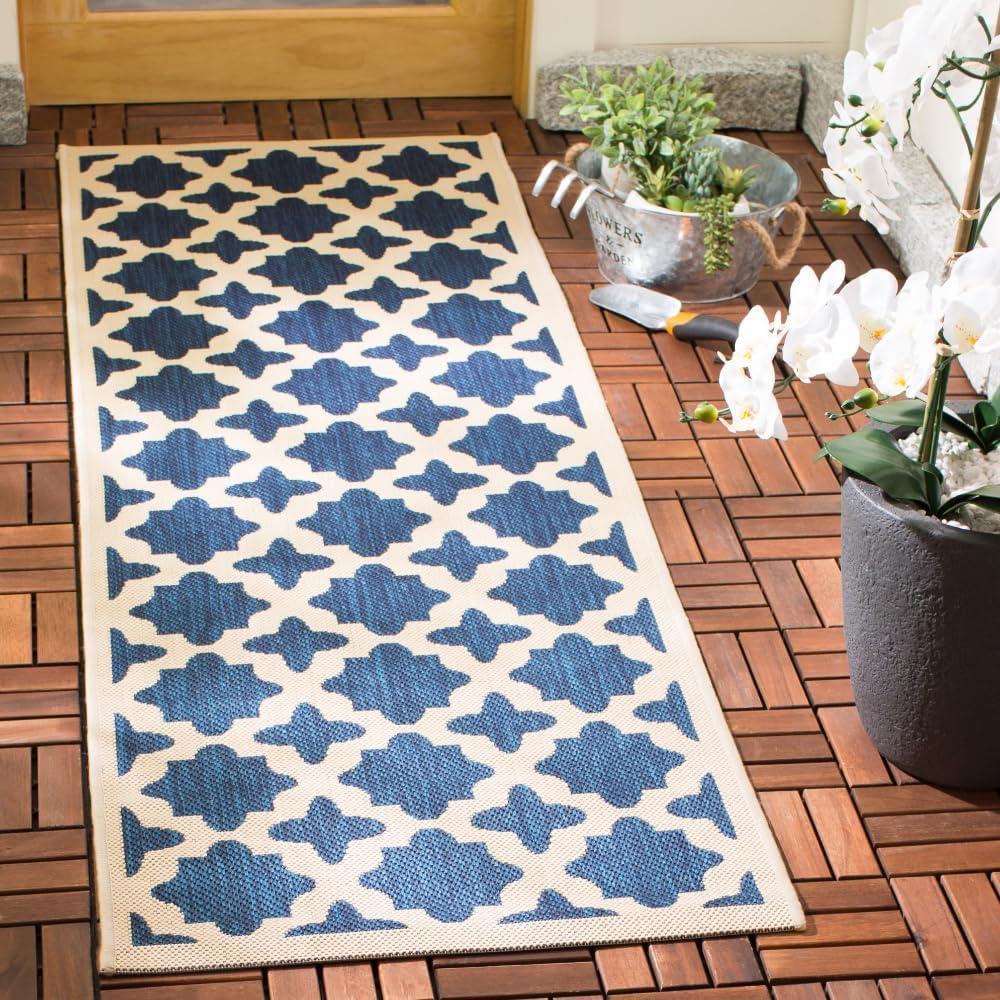 image:imageSAFAVIEH Washable Rug Outdoor Courtyard Collection 67 x 96 Green amp Beige NonShedding amp Easy Cleaning Ideal for Patio Backyard Mudroom CY6913244NavyBeige