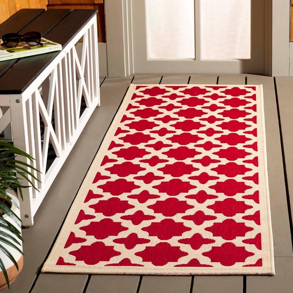 image:imageSAFAVIEH Washable Rug Outdoor Courtyard Collection  67 x 96 Green amp Beige NonShedding amp Easy Cleaning Ideal for Patio Backyard Mudroom CY6913244RedBone