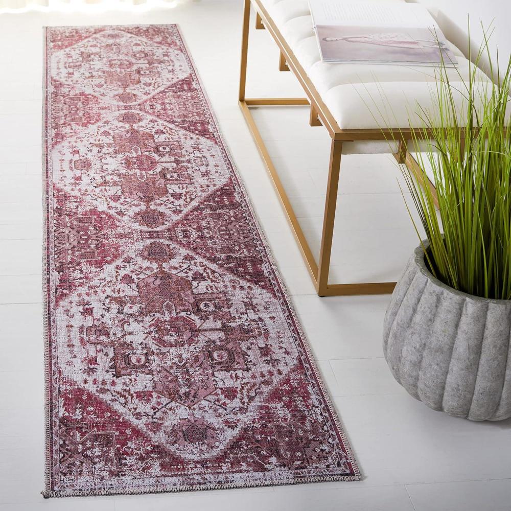 image:imageSAFAVIEH Washable Rug Serapi Collection 4 x 6 Rust amp Blue Slip Resistant amp Easy to Clean Ideal for Foyer Kitchen Nursery Office Bedroom SEP553PIvoryRust