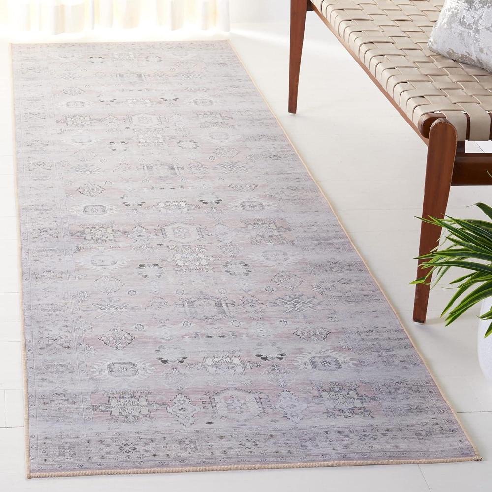 image:imageSAFAVIEH Washable Rug Tucson Collection 5 x 8 Rust amp Blue Slip Resistant amp Easy to Clean Ideal for Living Room Bedroom Dining Space TSN133PPinkBeige