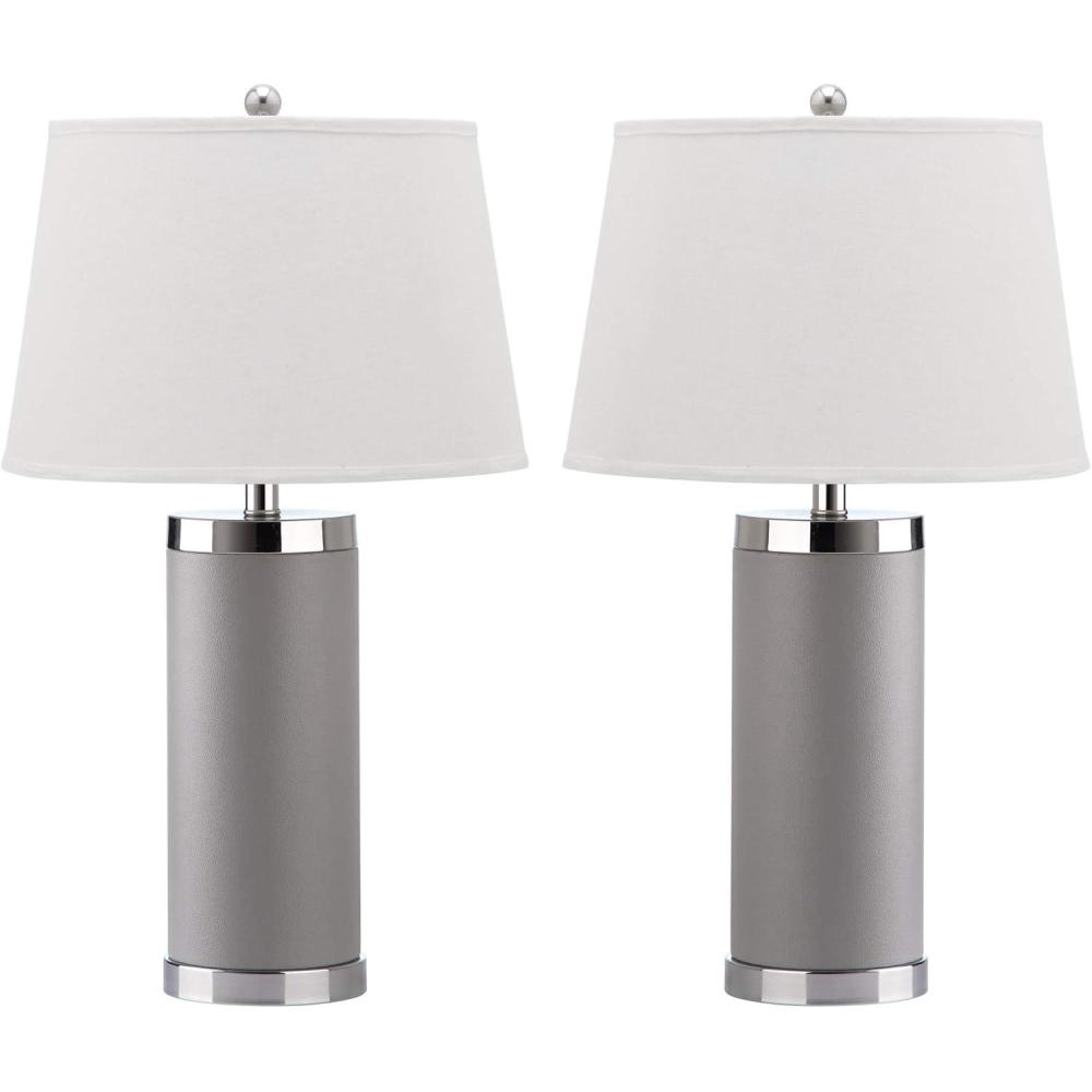 image:imageSafavieh Lighting Collection Leather Column Navy Table Lamp Set of 2Grey  Set of 2
