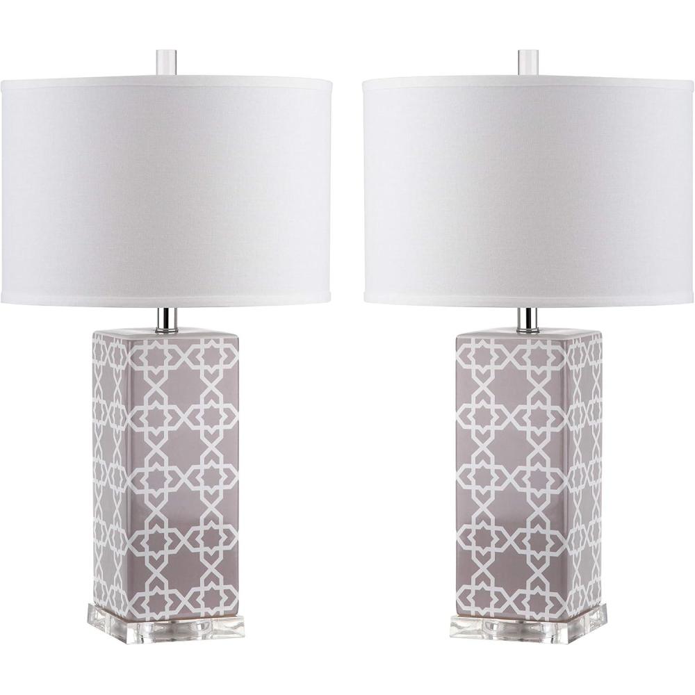 image:imageSafavieh Lighting Collection Quatrefoil Yellow Table Lamp Set of 2Grey  Set of 2