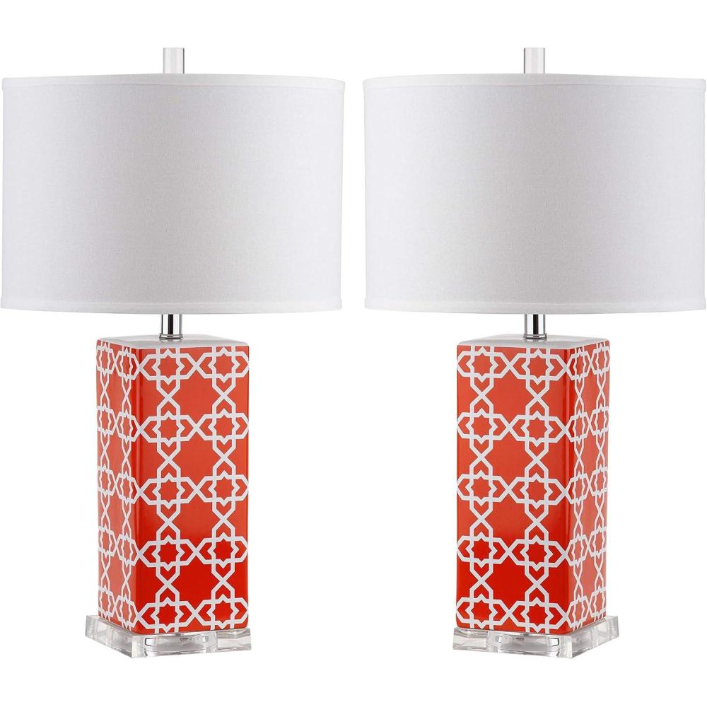 image:imageSafavieh Lighting Collection Quatrefoil Yellow Table Lamp Set of 2Orange  Set of 2