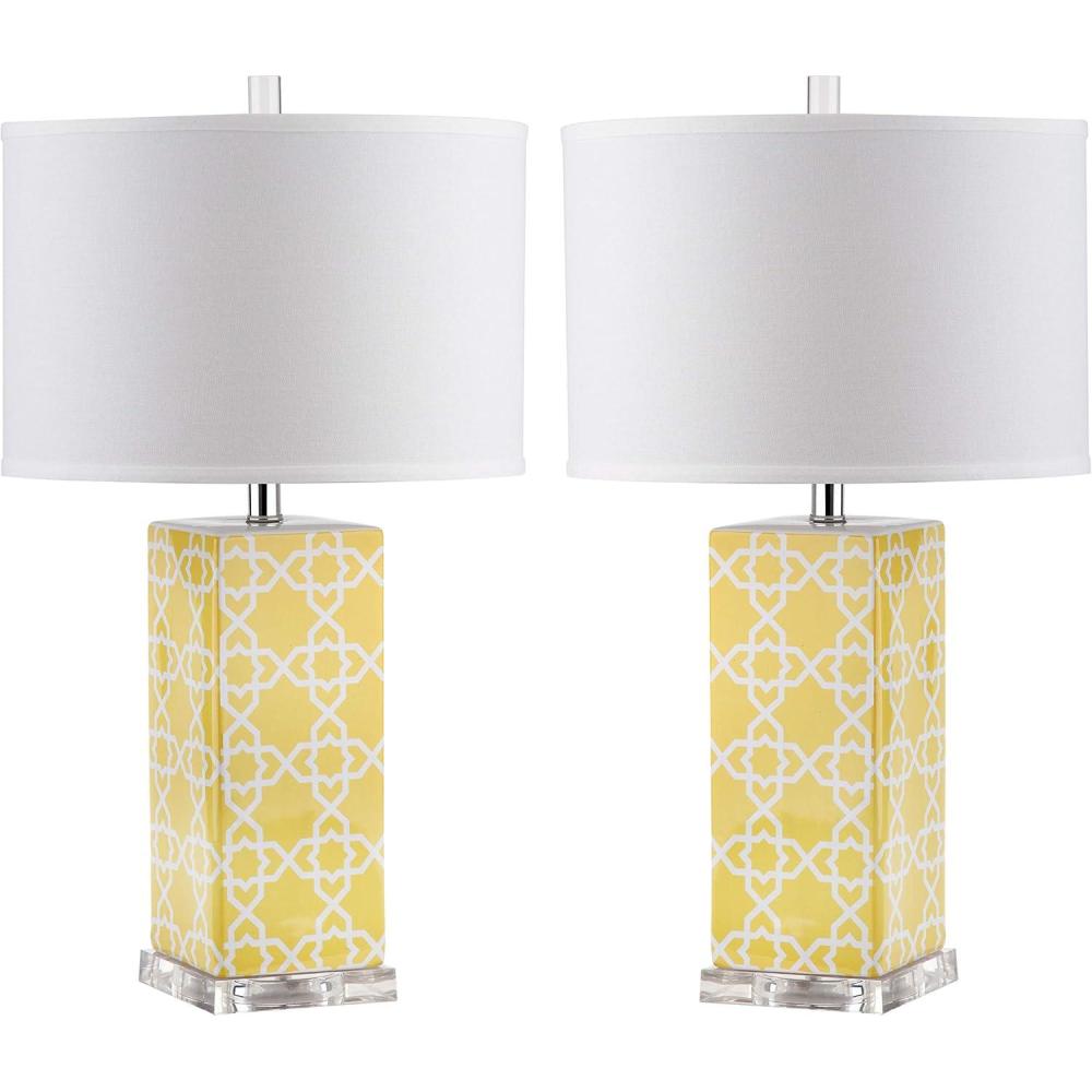 image:imageSafavieh Lighting Collection Quatrefoil Yellow Table Lamp Set of 2Yellow  Set of 2