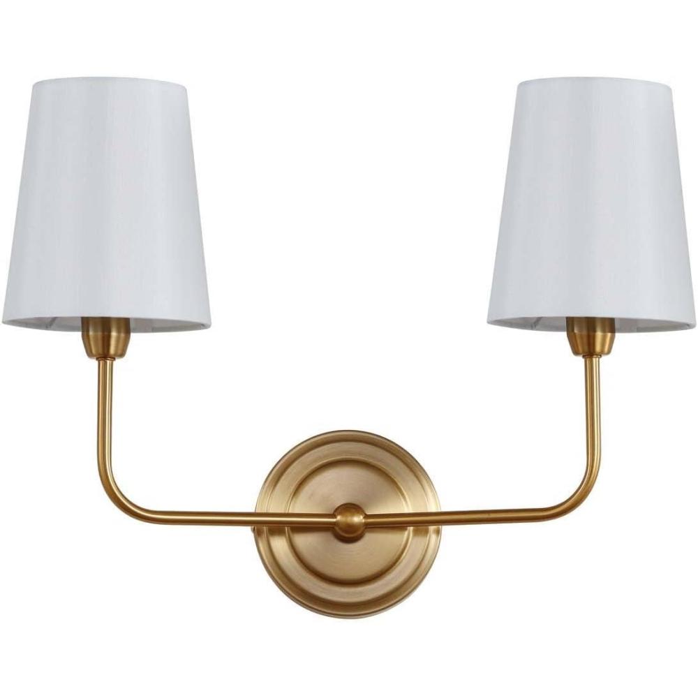 image:imageSafavieh Lighting Ezra Brass Gold 2Light Wall Sconce LED Bulbs Included