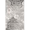 SAFAVIEH Area Rug 8×10 – Adirondack Collection – Large – Navy & Silver, Floral Glam Damask Design, Non-Shedding & Easy Cleaning, Ideal for Living Room, Bedroom, Office, Dining Space (ADR114N)(Silver/Ivory)