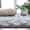 SAFAVIEH Area Rug 8×10 – Adirondack Collection – Large – Navy & Silver, Floral Glam Damask Design, Non-Shedding & Easy Cleaning, Ideal for Living Room, Bedroom, Office, Dining Space (ADR114N)(Charcoal/Ivory)