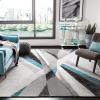 SAFAVIEH Area Rug 8×10 – Hollywood Collection – Large – Grey & Teal, Mid-Century Modern Design, Non-Shedding & Easy Cleaning, Ideal for Living Room, Bedroom, Office, Dining Space (HLW710D)(Grey/Teal)