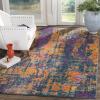SAFAVIEH Area Rug 8×10 – Madison Collection – Large – Ivory & Blue, Modern Boho Abstract Design, Non-Shedding & Easy Cleaning, Ideal for Living Room, Bedroom, Office, Dining Space (MAD143B)(Blue/Orange)