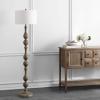 SAFAVIEH Home Collection – Glendora Farmhouse Brown Wood Finish 64-Inch Floor Lamp, Transitional Curved Design, LED Bulb Included (FLL4031A)