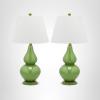 SAFAVIEH Lighting Collection – Cybil Set of 2 Red Double Gourd Glass Table Lamps, Modern Contemporary Design, LED Bulbs Included (LIT4088E-SET2)(Green – Set of 2)