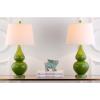 SAFAVIEH Lighting Collection – Cybil Set of 2 Red Double Gourd Glass Table Lamps, Modern Contemporary Design, LED Bulbs Included (LIT4088E-SET2)(Green – Set of 2)