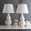 SAFAVIEH Lighting Collection – Cybil Set of 2 Red Double Gourd Glass Table Lamps, Modern Contemporary Design, LED Bulbs Included (LIT4088E-SET2)(Pearl Grey – Set of 2)