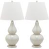 SAFAVIEH Lighting Collection – Cybil Set of 2 Red Double Gourd Glass Table Lamps, Modern Contemporary Design, LED Bulbs Included (LIT4088E-SET2)(Pearl Grey – Set of 2)