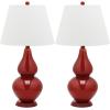 SAFAVIEH Lighting Collection – Cybil Set of 2 Red Double Gourd Glass Table Lamps, Modern Contemporary Design, LED Bulbs Included (LIT4088E-SET2)(Red – Set of 2)