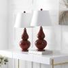 SAFAVIEH Lighting Collection – Cybil Set of 2 Red Double Gourd Glass Table Lamps, Modern Contemporary Design, LED Bulbs Included (LIT4088E-SET2)(Red – Set of 2)