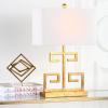 SAFAVIEH Lighting Collection – Set of 2 Greek Key Modern Gold 24-Inch Table Lamps, White Rectangular Shade, LED Bulbs Included, Bedroom Living Room Home Office (LIT4160C-SET2)(Gold – Set of 2)