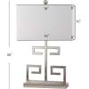 SAFAVIEH Lighting Collection – Set of 2 Greek Key Modern Gold 24-Inch Table Lamps, White Rectangular Shade, LED Bulbs Included, Bedroom Living Room Home Office (LIT4160C-SET2)(Chrome – Set of 2)