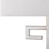 SAFAVIEH Lighting Collection – Set of 2 Greek Key Modern Gold 24-Inch Table Lamps, White Rectangular Shade, LED Bulbs Included, Bedroom Living Room Home Office (LIT4160C-SET2)(Chrome – Set of 2)