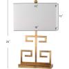 SAFAVIEH Lighting Collection – Set of 2 Greek Key Modern Gold 24-Inch Table Lamps, White Rectangular Shade, LED Bulbs Included, Bedroom Living Room Home Office (LIT4160C-SET2)(Gold – Set of 2)