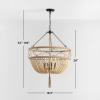 SAFAVIEH Lighting Collection – Whitley Bohemian Wooden Beaded Tassel 4-Light Adjustable Pendant Chandelier, Hanging Ceiling Fixture (PND4085A)