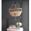 SAFAVIEH Lighting Collection – Whitley Bohemian Wooden Beaded Tassel 4-Light Adjustable Pendant Chandelier, Hanging Ceiling Fixture (PND4085A)