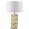 SAFAVIEH Lighting Collection Chevron Modern Contemporary Light Purple Stripe 27-inch Bedroom Living Room Home Office Desk Nightstand Table Lamp Set of 2 (LED Bulbs Included)(Yellow)