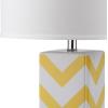 SAFAVIEH Lighting Collection Chevron Modern Contemporary Light Purple Stripe 27-inch Bedroom Living Room Home Office Desk Nightstand Table Lamp Set of 2 (LED Bulbs Included)(Yellow)
