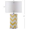 SAFAVIEH Lighting Collection Chevron Modern Contemporary Light Purple Stripe 27-inch Bedroom Living Room Home Office Desk Nightstand Table Lamp Set of 2 (LED Bulbs Included)(Yellow)