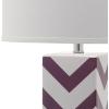 SAFAVIEH Lighting Collection Chevron Modern Contemporary Light Purple Stripe 27-inch Bedroom Living Room Home Office Desk Nightstand Table Lamp Set of 2 (LED Bulbs Included)(Light Purple)