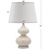 SAFAVIEH Lighting Collection Eva Modern Contemporary Fern Green Double Gourd Glass 24-inch Bedroom Living Room Home Office Desk Nightstand Table Lamp Set of 2 (LED Bulbs Included)(Light Grey – Set of 2)