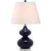 SAFAVIEH Lighting Collection Eva Modern Contemporary Fern Green Double Gourd Glass 24-inch Bedroom Living Room Home Office Desk Nightstand Table Lamp Set of 2 (LED Bulbs Included)(Navy – Set of 2)