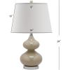 SAFAVIEH Lighting Collection Eva Modern Contemporary Fern Green Double Gourd Glass 24-inch Bedroom Living Room Home Office Desk Nightstand Table Lamp Set of 2 (LED Bulbs Included)(Taupe – Set of 2)