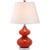 SAFAVIEH Lighting Collection Eva Modern Contemporary Fern Green Double Gourd Glass 24-inch Bedroom Living Room Home Office Desk Nightstand Table Lamp Set of 2 (LED Bulbs Included)(Orange – Set of 2)