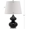 SAFAVIEH Lighting Collection Eva Modern Contemporary Fern Green Double Gourd Glass 24-inch Bedroom Living Room Home Office Desk Nightstand Table Lamp Set of 2 (LED Bulbs Included)(Black – Set of 2)