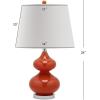 SAFAVIEH Lighting Collection Eva Modern Contemporary Fern Green Double Gourd Glass 24-inch Bedroom Living Room Home Office Desk Nightstand Table Lamp Set of 2 (LED Bulbs Included)(Orange – Set of 2)