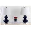 SAFAVIEH Lighting Collection Eva Modern Contemporary Fern Green Double Gourd Glass 24-inch Bedroom Living Room Home Office Desk Nightstand Table Lamp Set of 2 (LED Bulbs Included)(Navy – Set of 2)